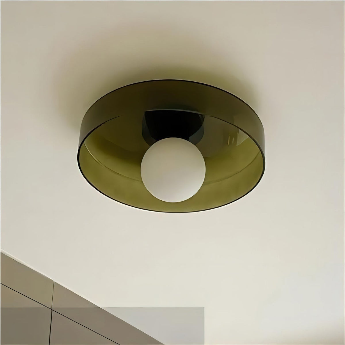 Disc Orb Ceiling Lamp – Modern Glass Lampshade Round Scandinavian Design Brass Base 3 Light Points Warm Light Living Room Bedroom Dining Room | Sansoti