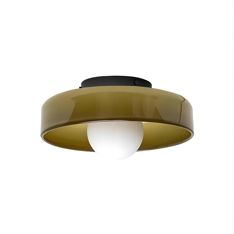 Disc Orb Ceiling Lamp – Modern Glass Lampshade Round Scandinavian Design Brass Base 3 Light Points Warm Light Living Room Bedroom Dining Room | Sansoti