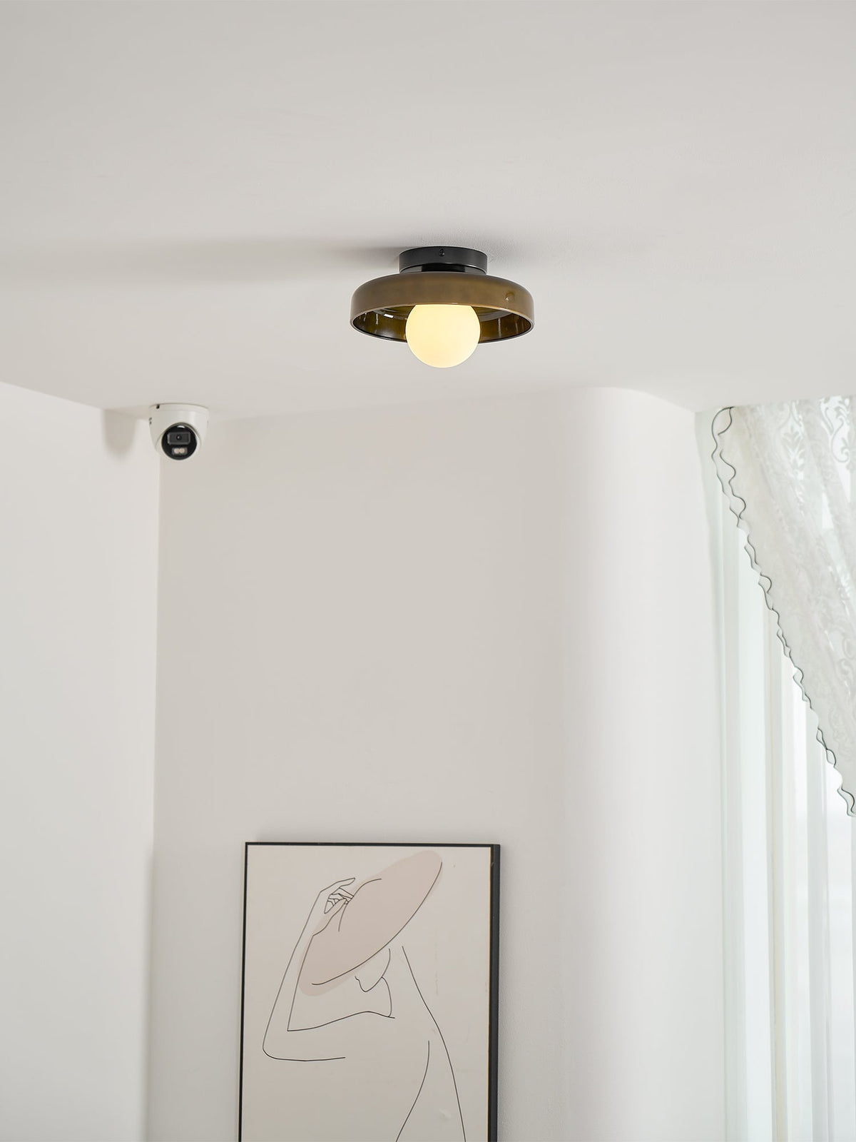 Disc Orb Ceiling Lamp – Modern Glass Lampshade Round Scandinavian Design Brass Base 3 Light Points Warm Light Living Room Bedroom Dining Room | Sansoti