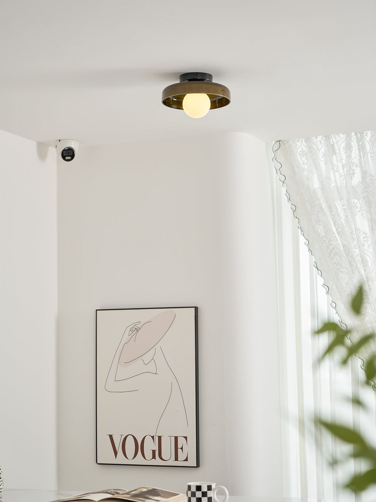 Disc Orb Ceiling Lamp – Modern Glass Lampshade Round Scandinavian Design Brass Base 3 Light Points Warm Light Living Room Bedroom Dining Room | Sansoti
