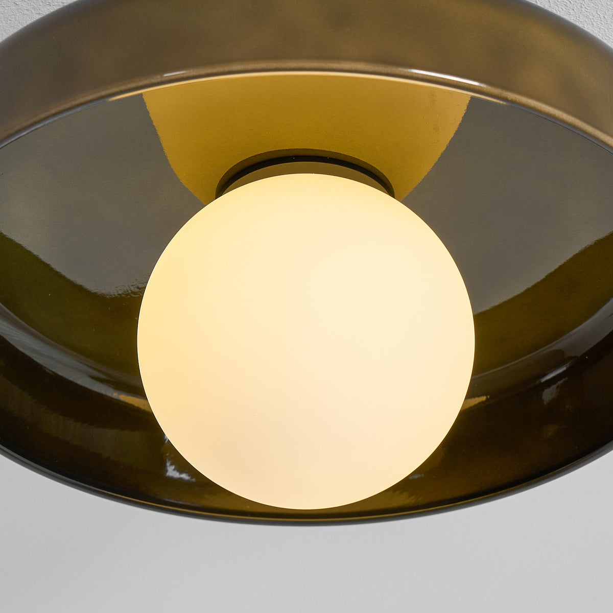 Disc Orb Ceiling Lamp – Modern Glass Lampshade Round Scandinavian Design Brass Base 3 Light Points Warm Light Living Room Bedroom Dining Room | Sansoti
