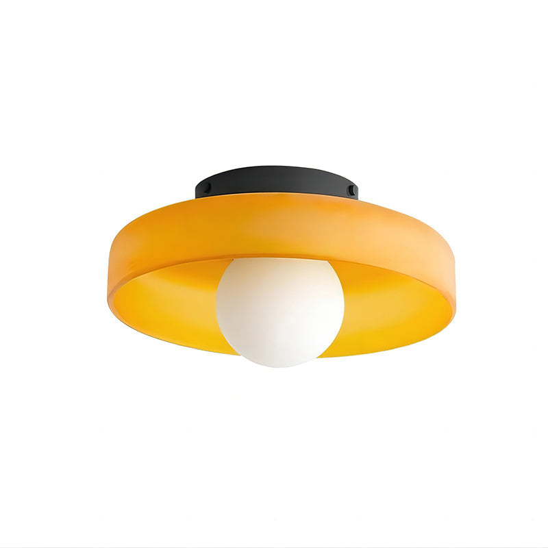 Disc Orb Ceiling Lamp – Modern Glass Lampshade Round Scandinavian Design Brass Base 3 Light Points Warm Light Living Room Bedroom Dining Room | Sansoti