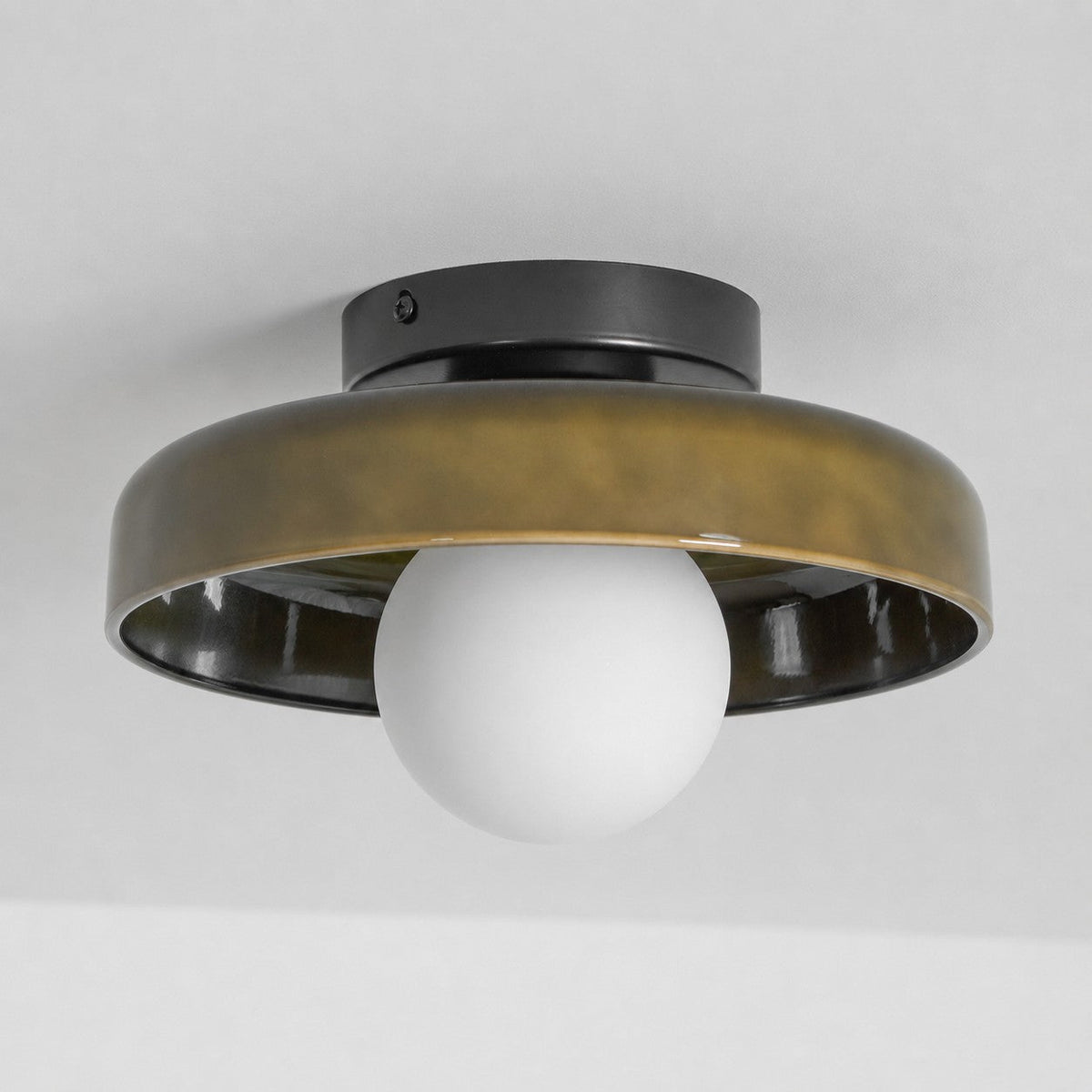 Disc Orb Ceiling Lamp – Modern Glass Lampshade Round Scandinavian Design Brass Base 3 Light Points Warm Light Living Room Bedroom Dining Room | Sansoti