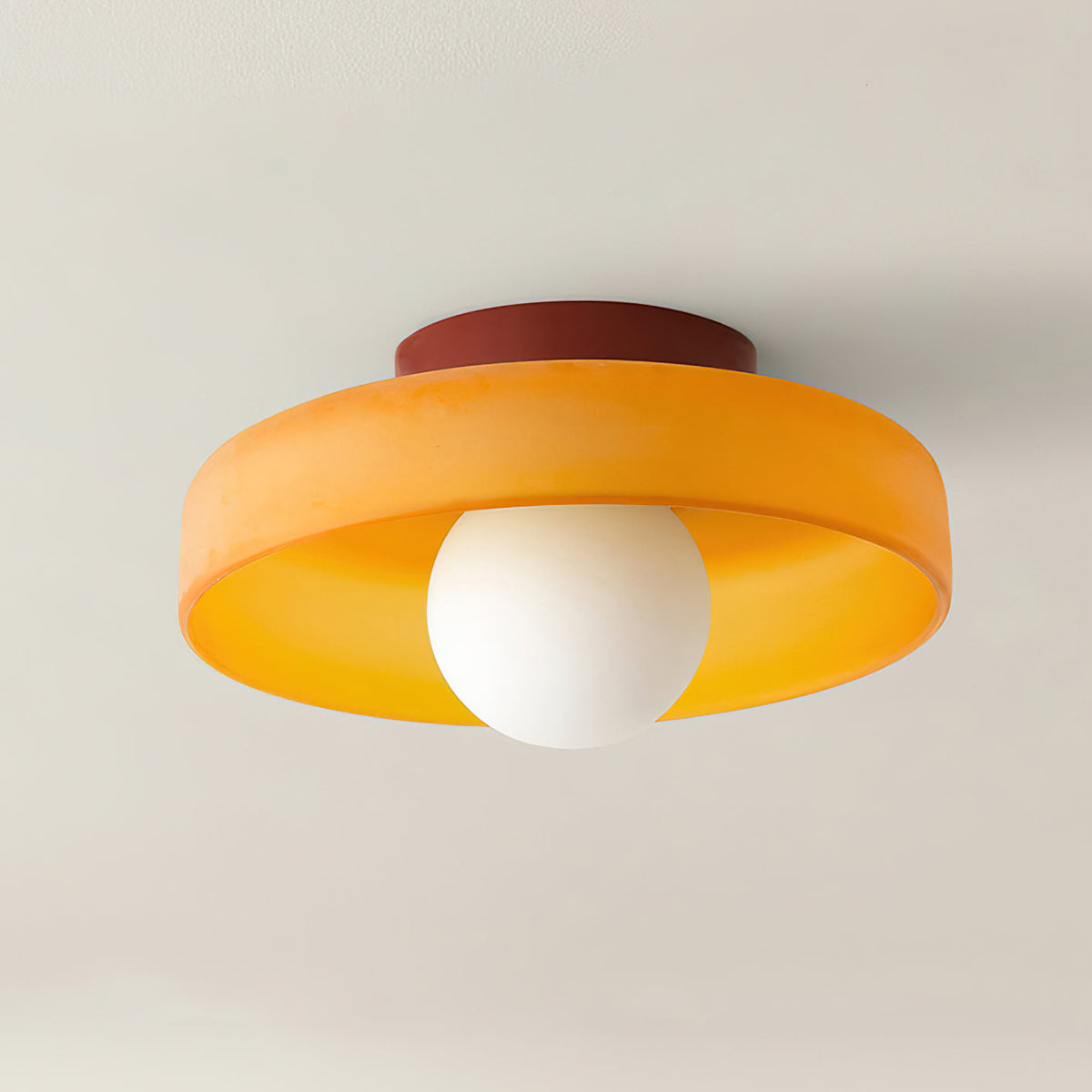 Disc Orb Ceiling Lamp – Modern Glass Lampshade Round Scandinavian Design Brass Base 3 Light Points Warm Light Living Room Bedroom Dining Room | Sansoti