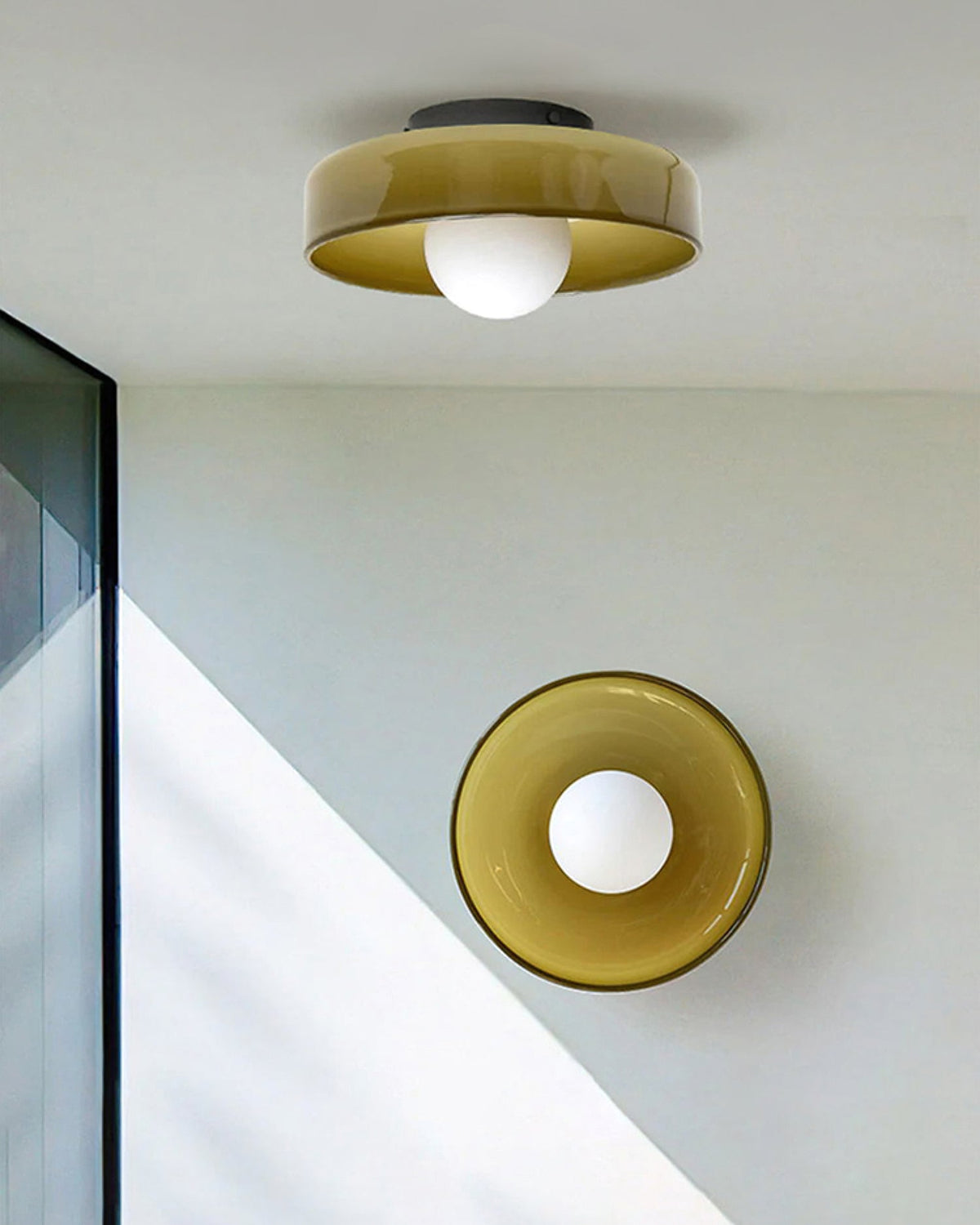 Disc Orb Ceiling Lamp – Modern Glass Lampshade Round Scandinavian Design Brass Base 3 Light Points Warm Light Living Room Bedroom Dining Room | Sansoti