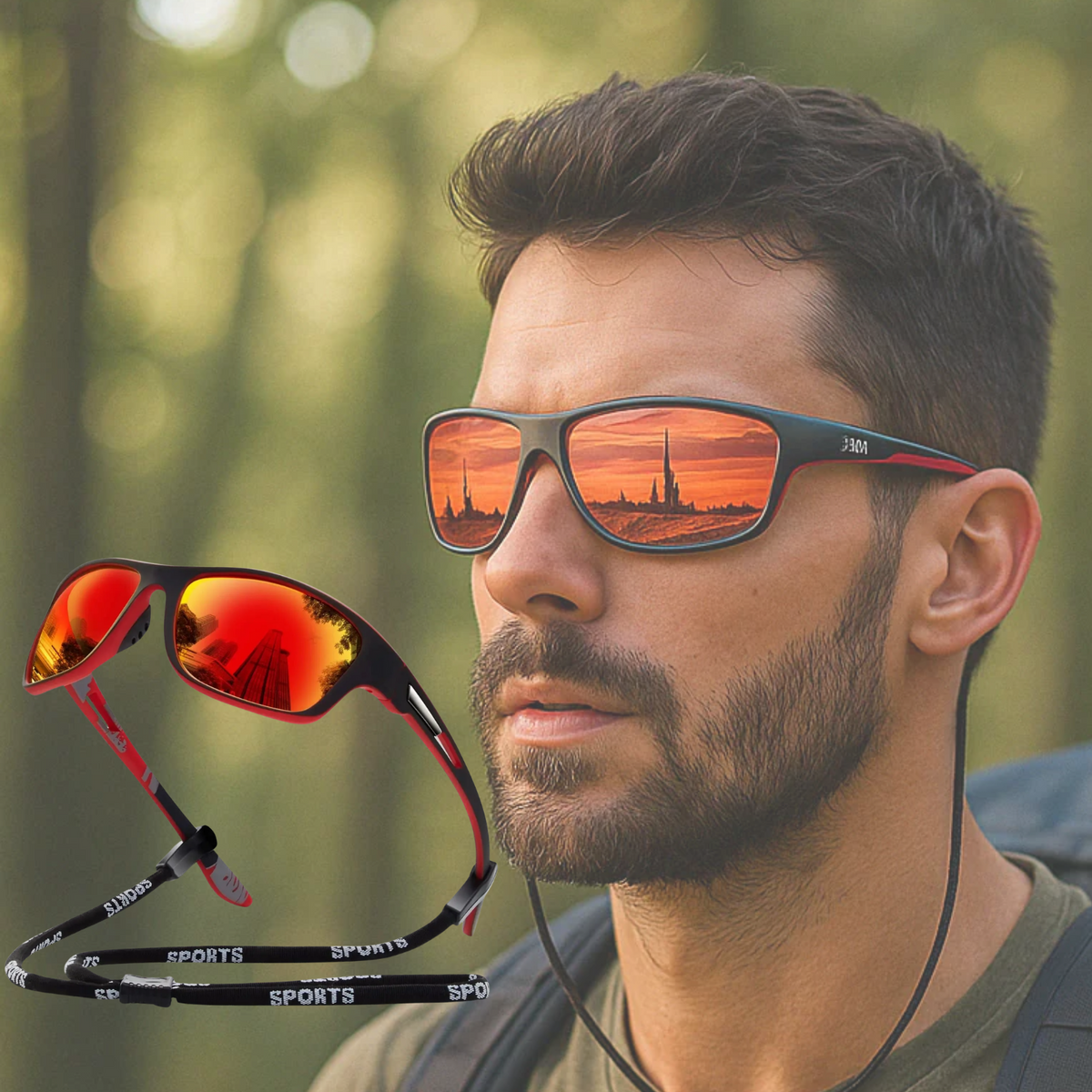 Lunettes de soleil sportives polarisées – Protection UV400 – Design enveloppant pour vélo, course à pied et activités de plein air | Lunettes légères anti-reflets | Sansoti