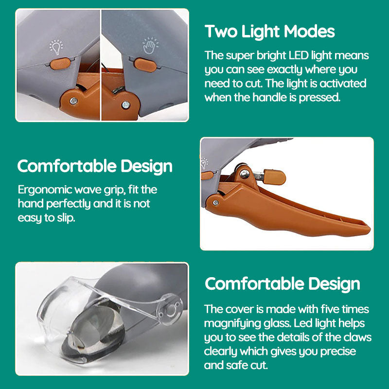 Dog Nail Clippers with LED Light Safe Trimming Pet Nail Care Stainless Steel Trimmer Pedicure | Sansoti