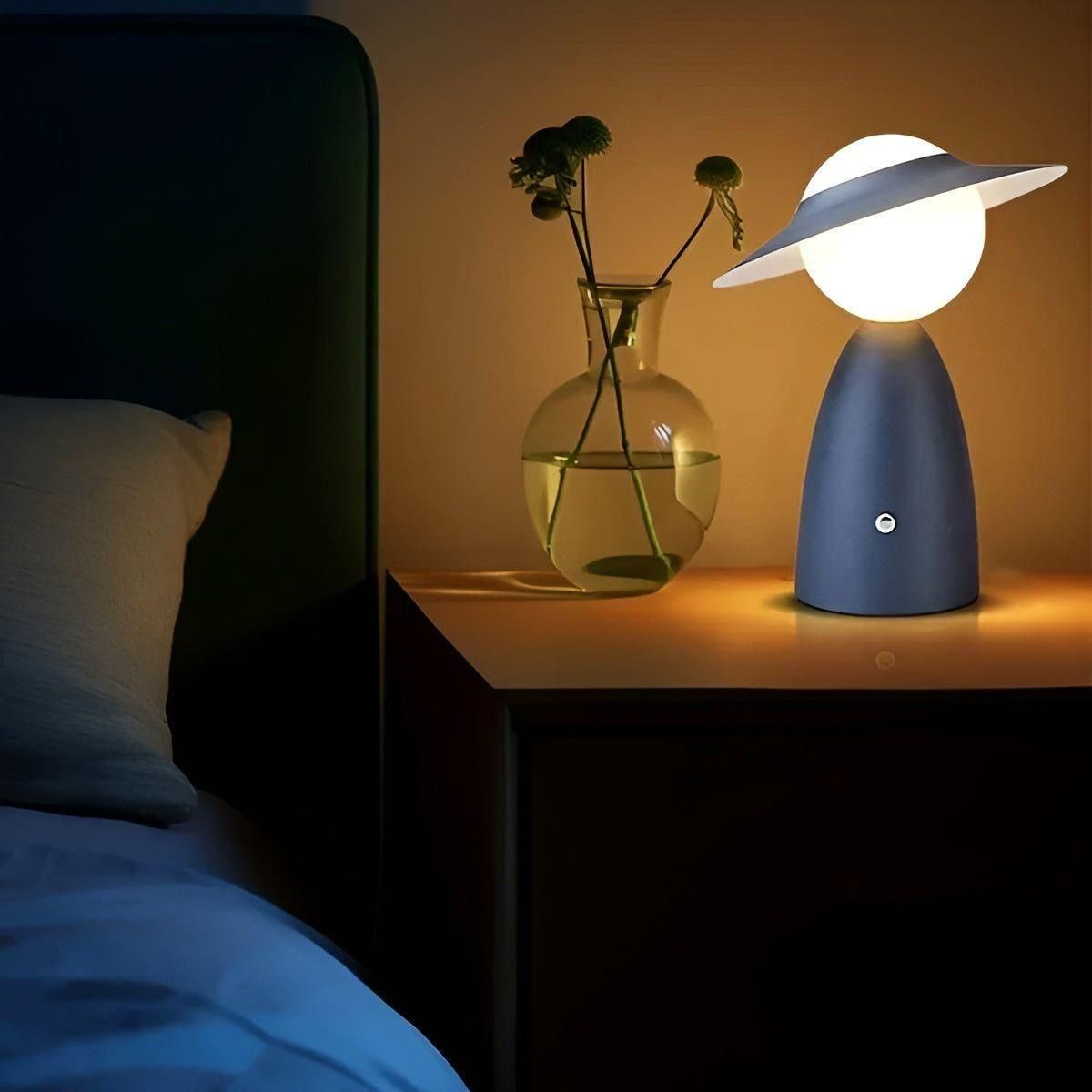 Wireless Table Lamp LED Battery Touch Metal Blue Red Bedroom Desk Night Light Decoration Rechargeable | Sansoti