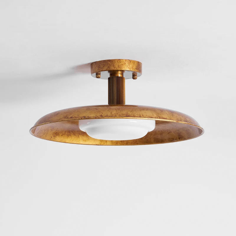 Ceiling Lamp with Hand-Blown Glass Shade and Textured Metal Rosette – Warm Ambient Light for Living Room, Bedroom and Entrance | Sansoti