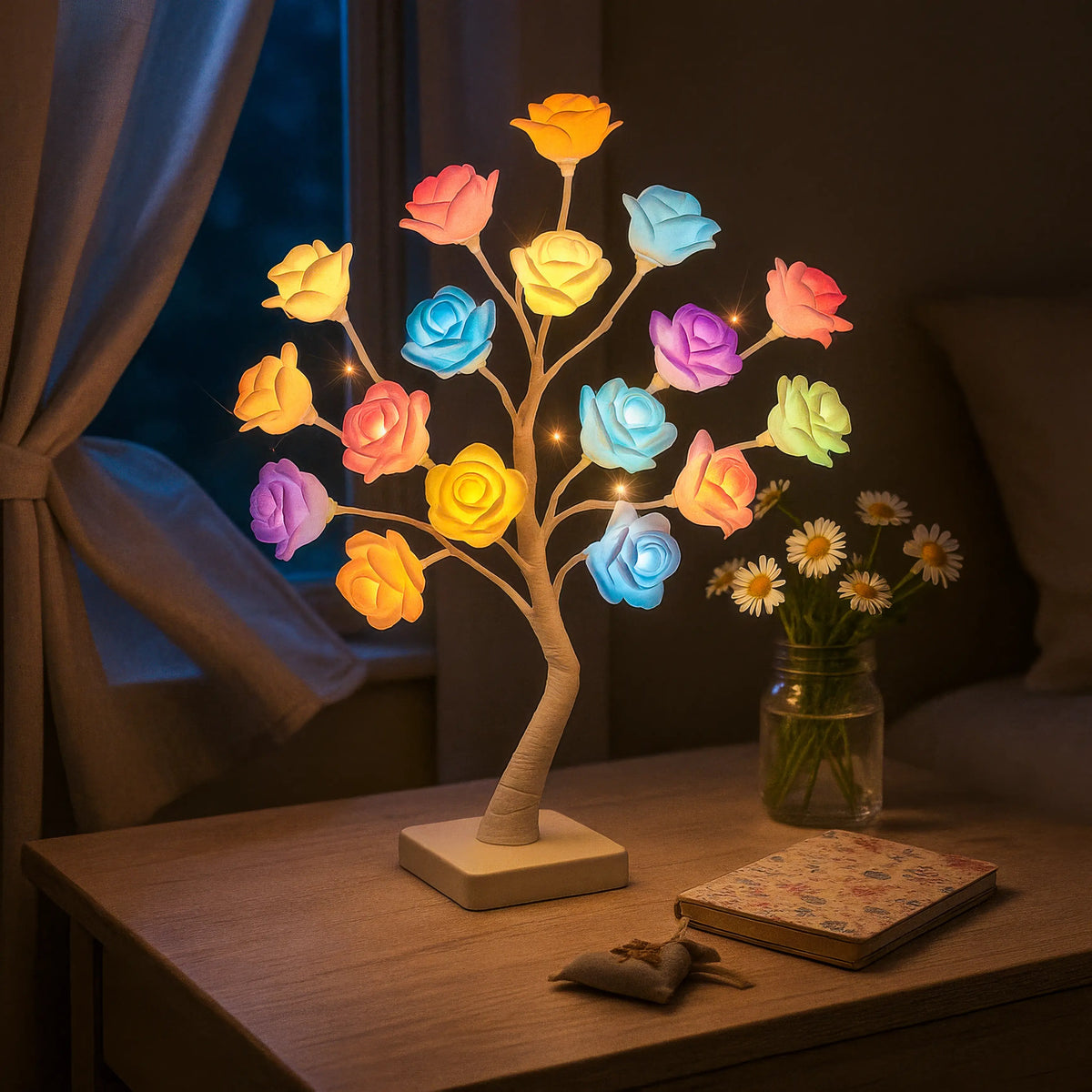 Dekorativer beleuchteter Blumenbaum Warmweiß LED für stimmungsvolle Wohnraumgestaltung | Sansoti