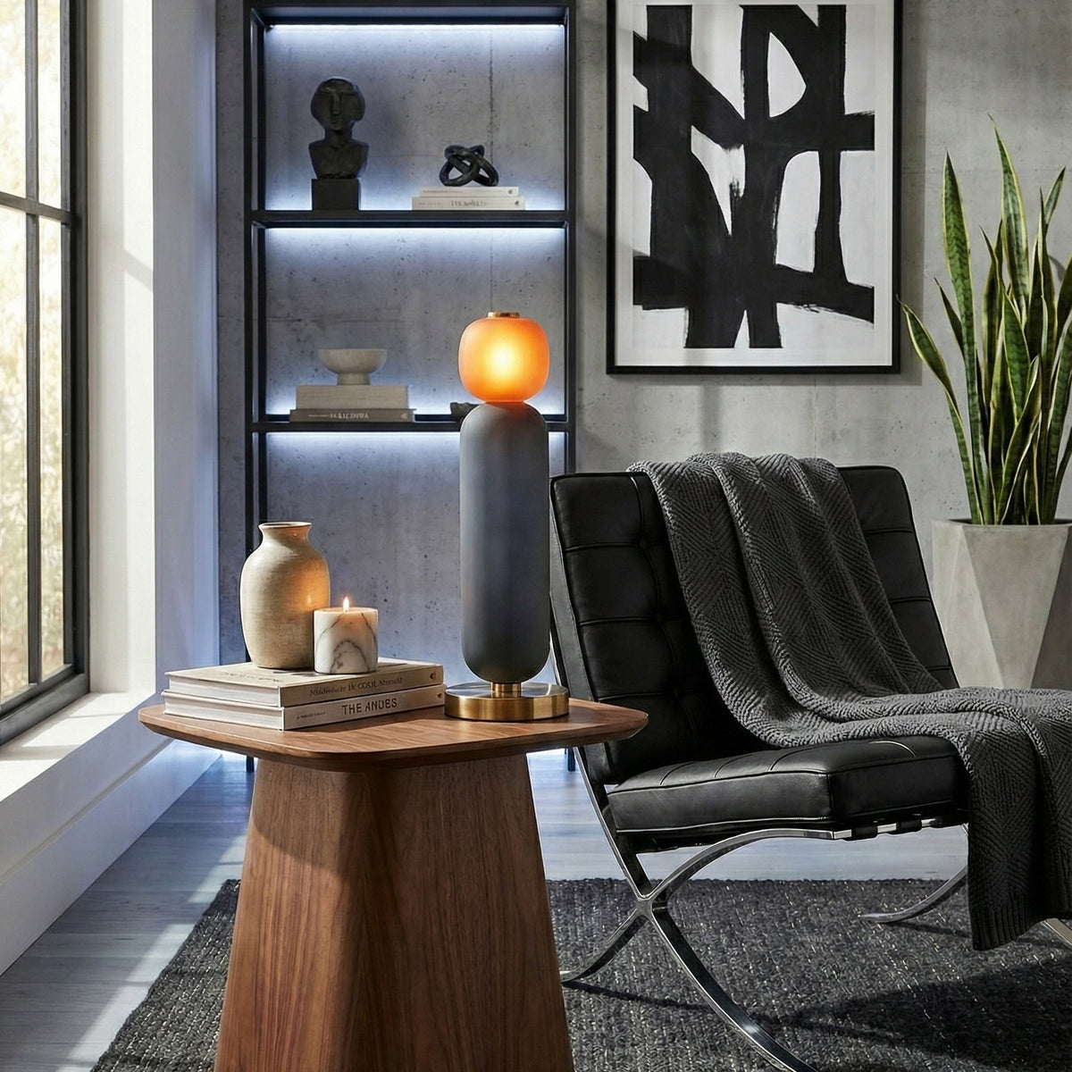 Glas-Tischlampe mit goldenem Fuß – Modernes Design mit farbigen Kappen – 15-53 cm | Sansoti