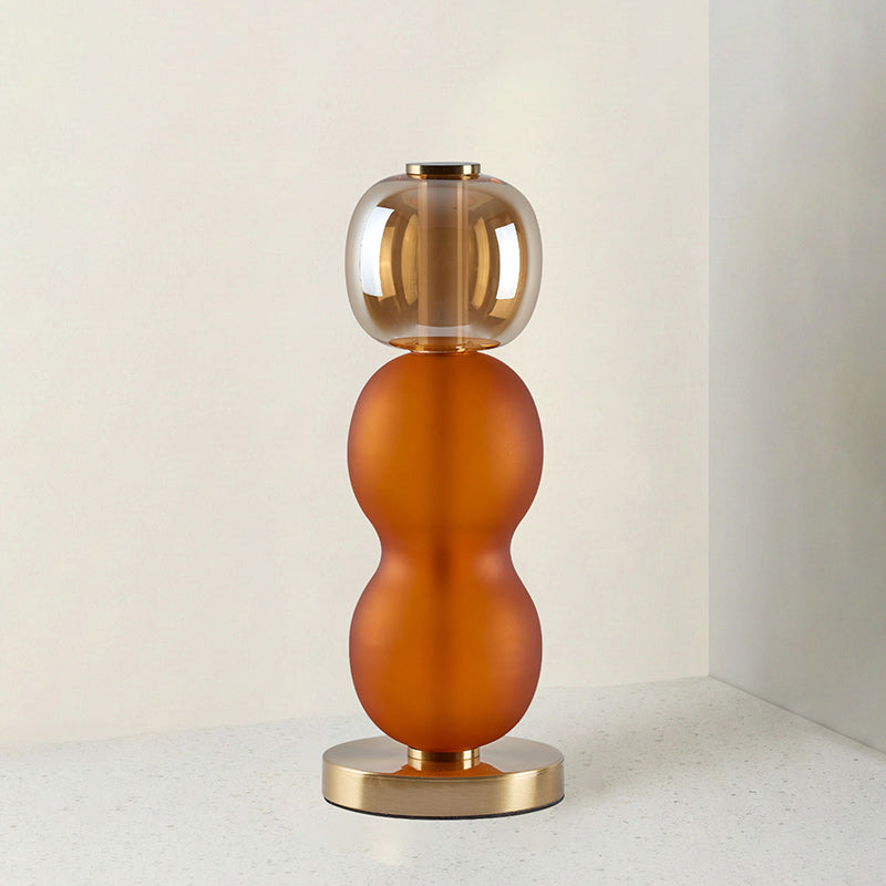 Glas-Tischlampe mit goldenem Fuß – Modernes Design mit farbigen Kappen – 15-53 cm | Sansoti
