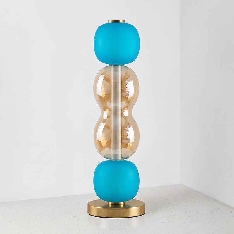 Glas-Tischlampe mit goldenem Fuß – Modernes Design mit farbigen Kappen – 15-53 cm | Sansoti