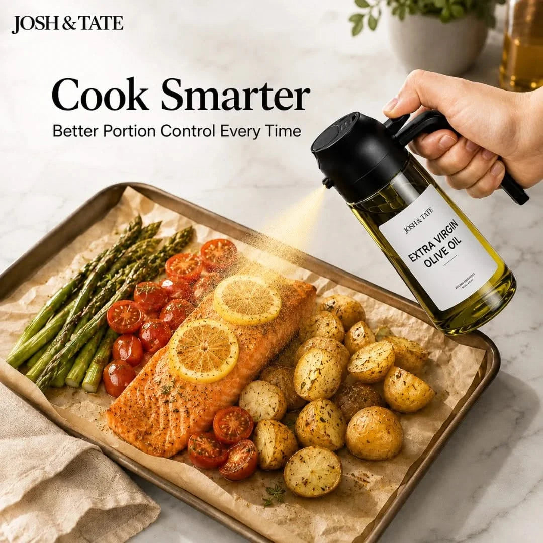 Oil Mister Bottle with Dual-Function Spray Dispenser for Kitchen Cooktop Baking Roasting Salad 470ml | Sansoti