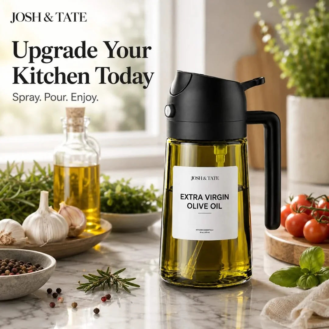Oil Mister Bottle with Dual-Function Spray Dispenser for Kitchen Cooktop Baking Roasting Salad 470ml | Sansoti