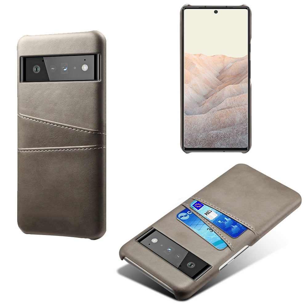 Smartphone-Wallet-Hülle mit zwei Kartenfächern für Google-Pixel-Modelle, PU-Lederoptik, Schutzhülle und Kartenetui | Sansoti