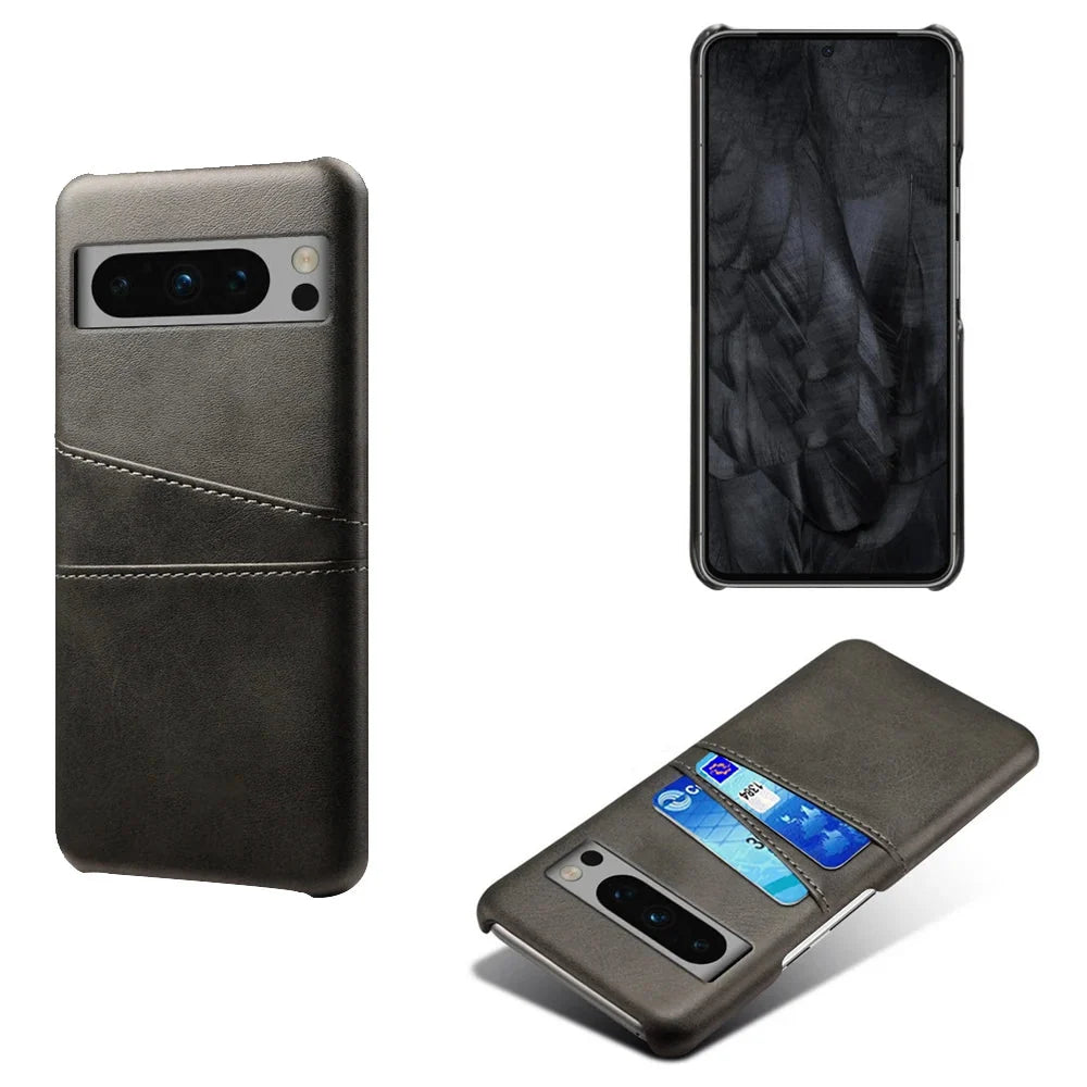 Smartphone-Wallet-Hülle mit zwei Kartenfächern für Google-Pixel-Modelle, PU-Lederoptik, Schutzhülle und Kartenetui | Sansoti