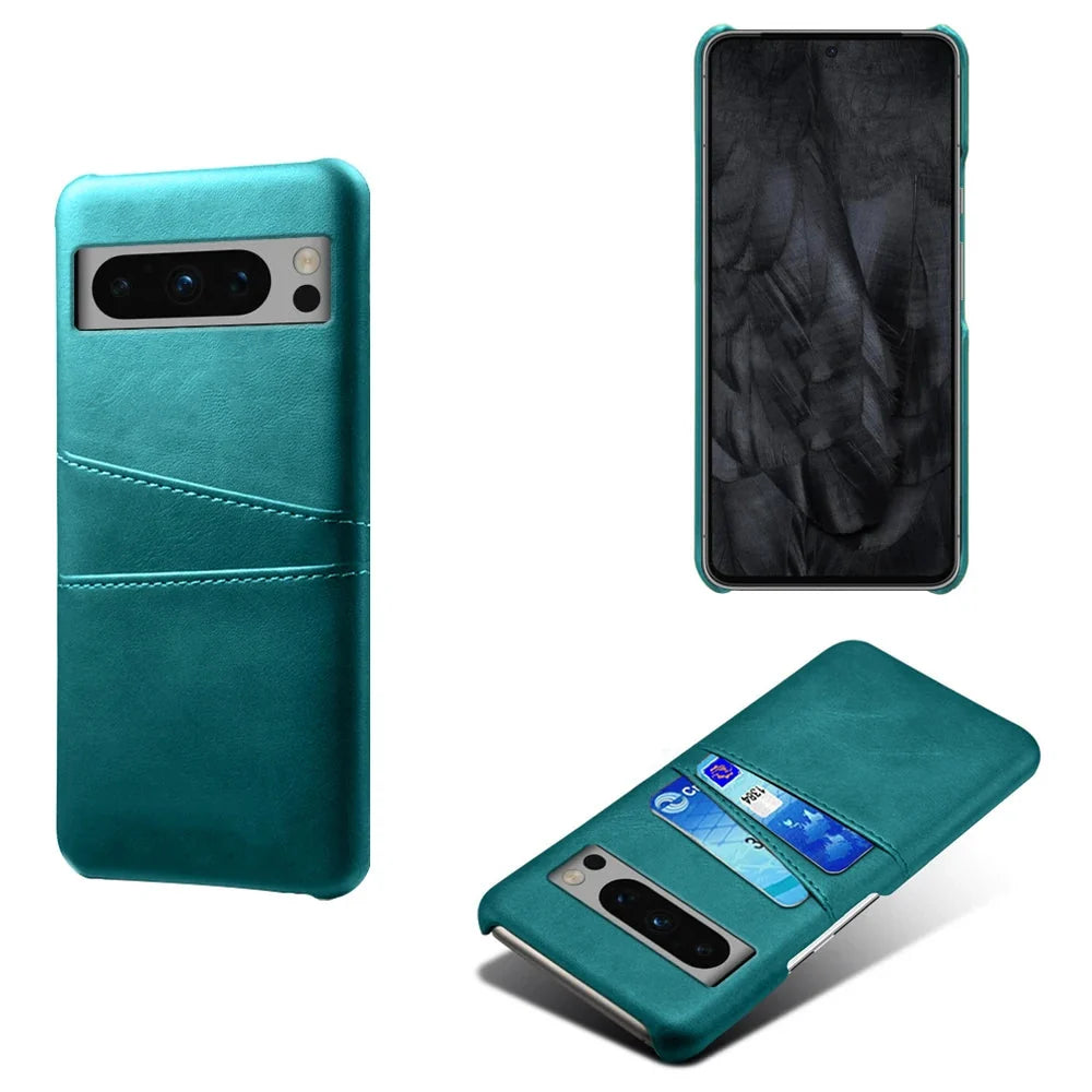 Smartphone-Wallet-Hülle mit zwei Kartenfächern für Google-Pixel-Modelle, PU-Lederoptik, Schutzhülle und Kartenetui | Sansoti