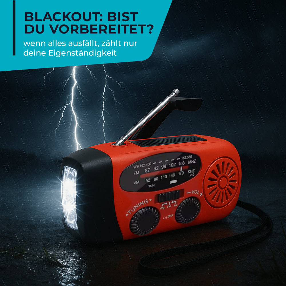 Notfallradio mit Handkurbel und Solarpanel für Stromausfall | Sansoti