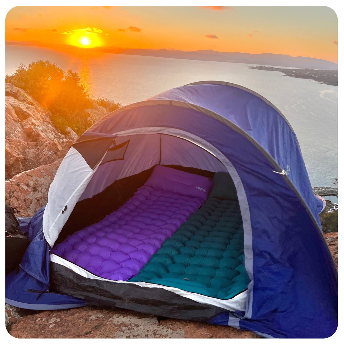 Self-Inflating Sleeping Mat with Integrated Pump for Outdoor Camping Hiking | Sansoti