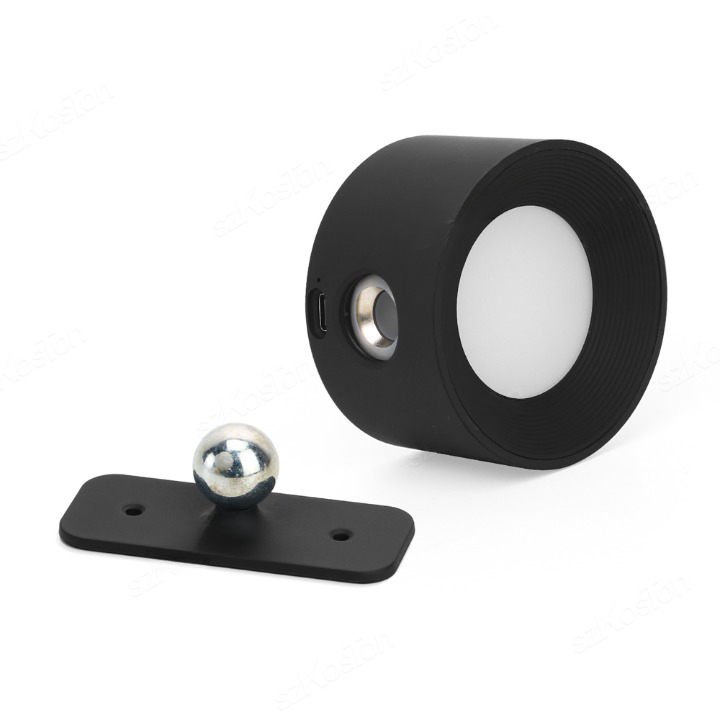 Wall Lamp Wireless Rechargeable Dimmable 360° Rotatable Touch Remote Control White Black Wood | Sansoti