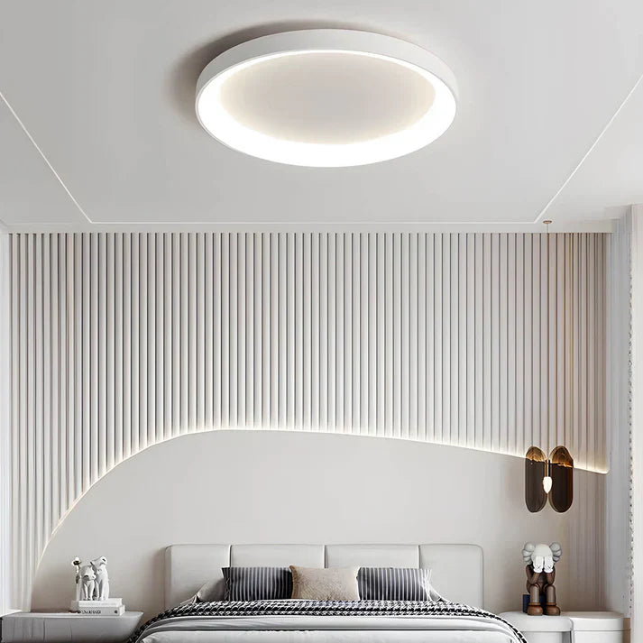 Minimalist ceiling lamp metal acrylic LED black living room ceiling lighting modern design ring lamp | Sansoti