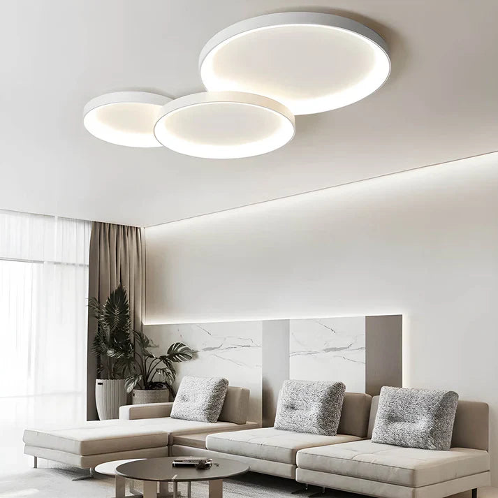 Minimalist ceiling lamp metal acrylic LED black living room ceiling lighting modern design ring lamp | Sansoti