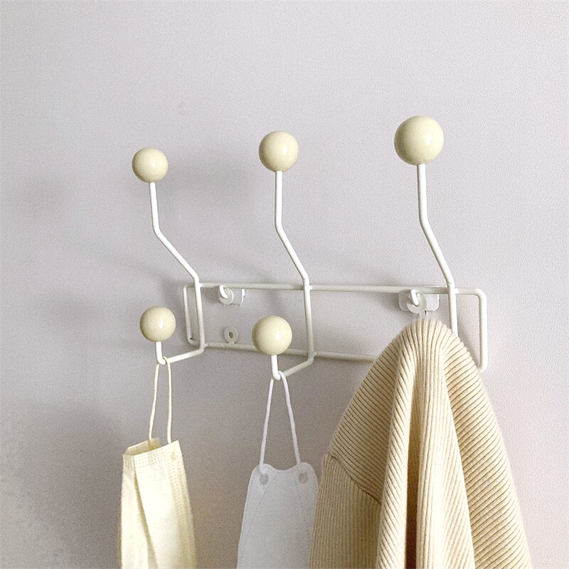 Coat Rack Wall Hook Metal Mid-Century Style 3 or 4 Hooks Yellow Green White Hall | Sansoti
