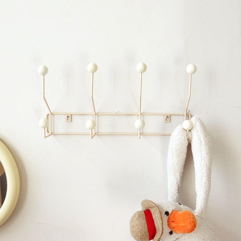 Coat Rack Wall Hook Metal Mid-Century Style 3 or 4 Hooks Yellow Green White Hall | Sansoti