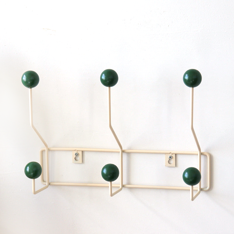 Coat Rack Wall Hook Metal Mid-Century Style 3 or 4 Hooks Yellow Green White Hall | Sansoti