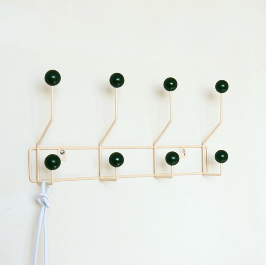 Coat Rack Wall Hook Metal Mid-Century Style 3 or 4 Hooks Yellow Green White Hall | Sansoti