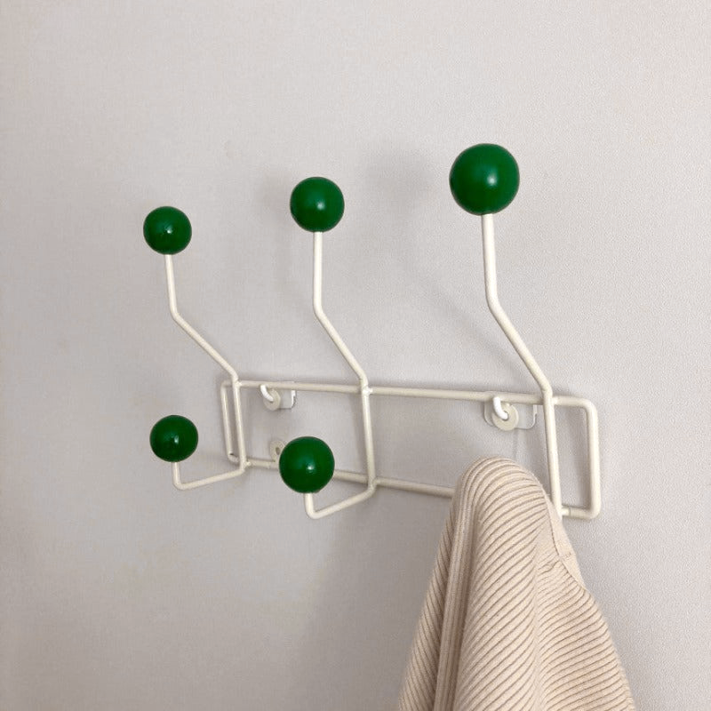 Coat Rack Wall Hook Metal Mid-Century Style 3 or 4 Hooks Yellow Green White Hall | Sansoti
