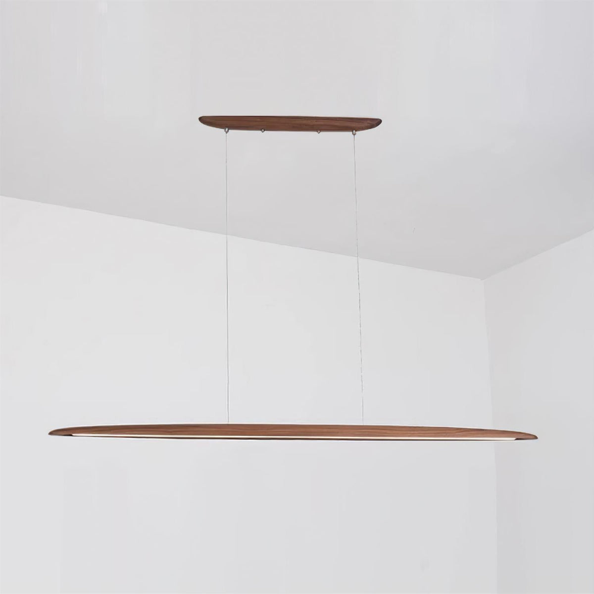 LED hanglamp hout lineair warm wit eettafel woonkamer kantoor minimalistisch Japandi design dimbaar keuken eiland verlichting | Sansoti
