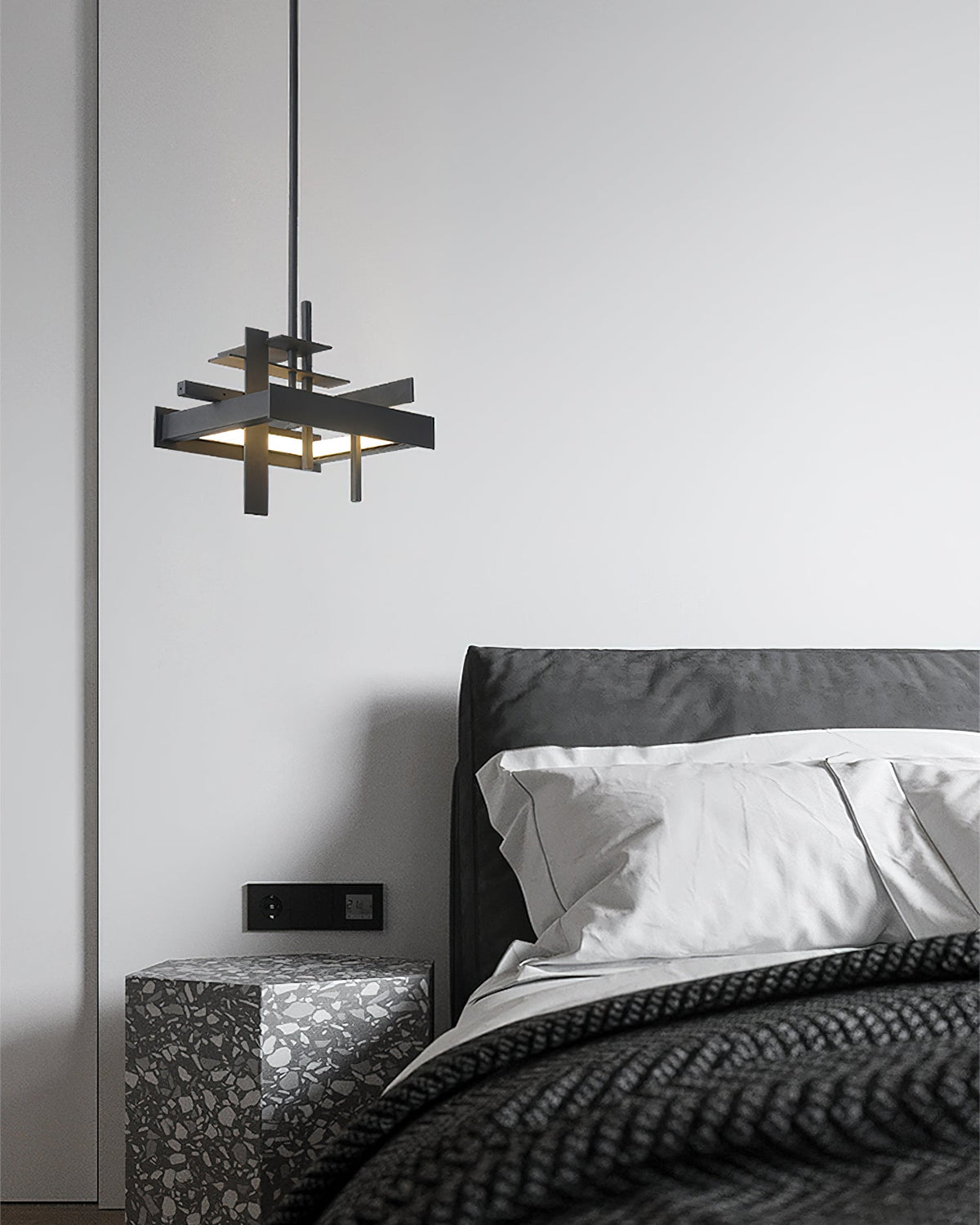 Planar Pendant Lamp Black Metal LED Integrated Modern Abstract Design Dining Table Lighting | Sansoti