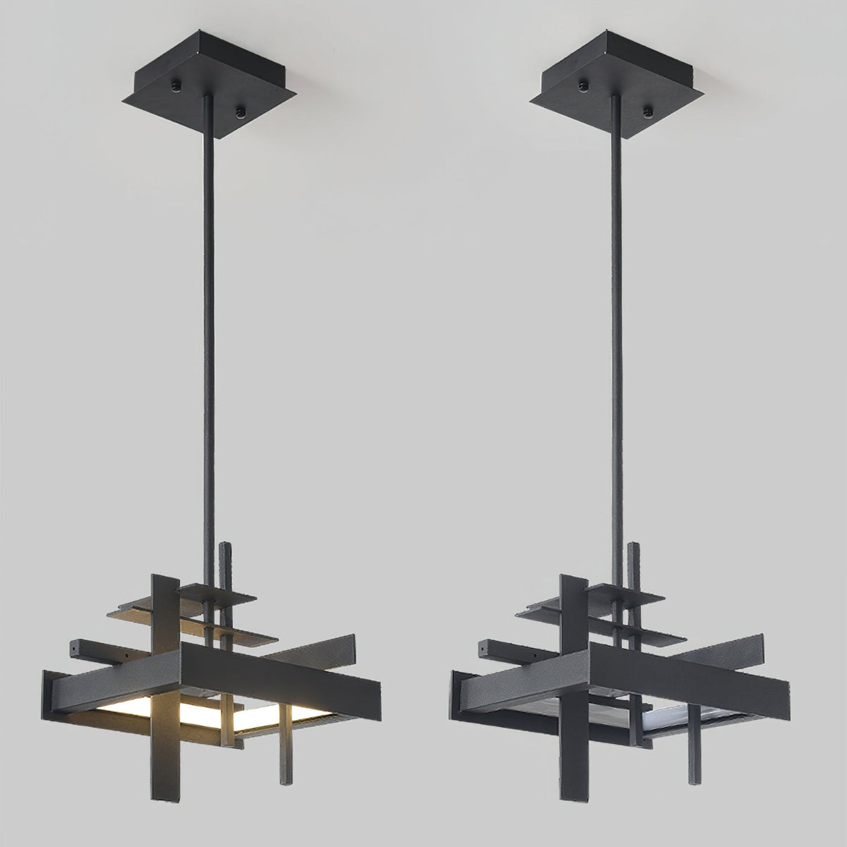 Planar Pendant Lamp Black Metal LED Integrated Modern Abstract Design Dining Table Lighting | Sansoti