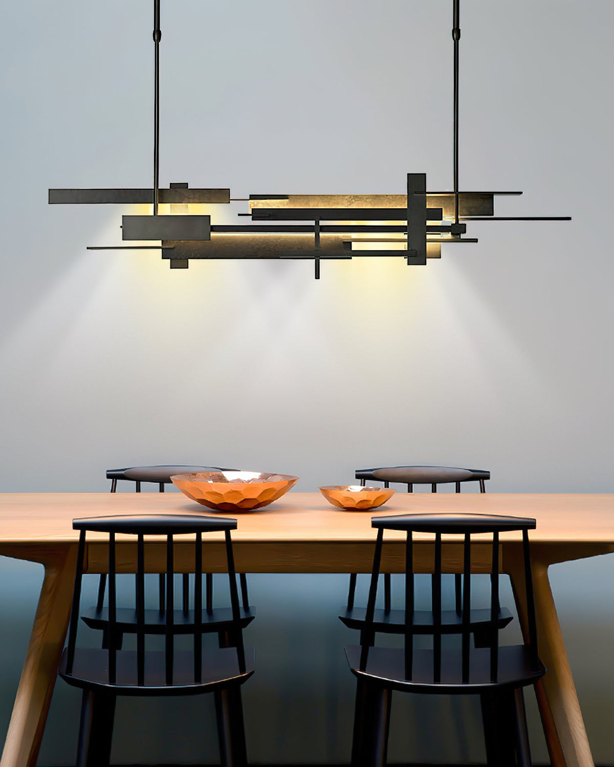 Planar Pendant Lamp Black Metal LED Integrated Modern Abstract Design Dining Table Lighting | Sansoti