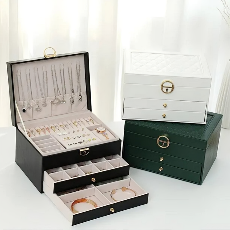 Juwelendoos Gelaagd Systeem voor Ringen Kettingen Oorbellen Horloges Organizer Luxe Opbergbox Sieraden | Sansoti
