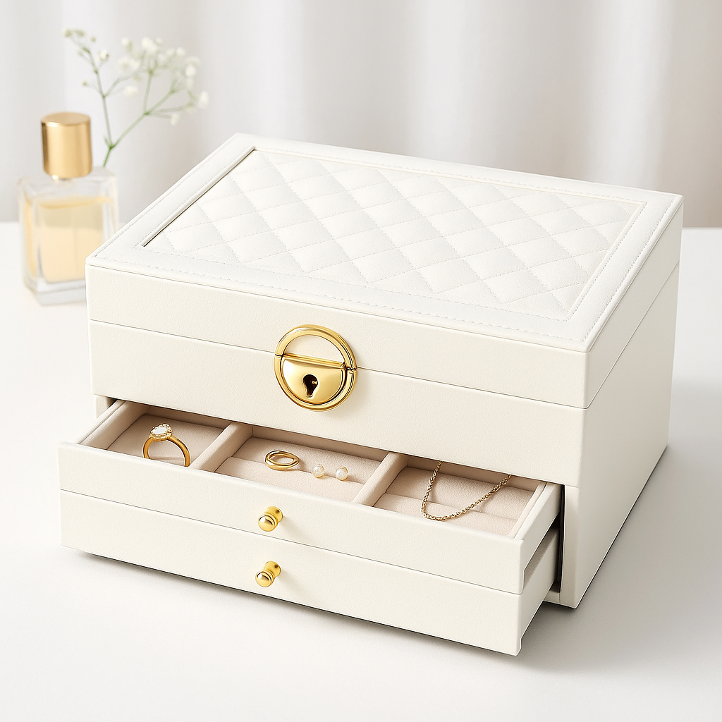 Juwelendoos Gelaagd Systeem voor Ringen Kettingen Oorbellen Horloges Organizer Luxe Opbergbox Sieraden | Sansoti