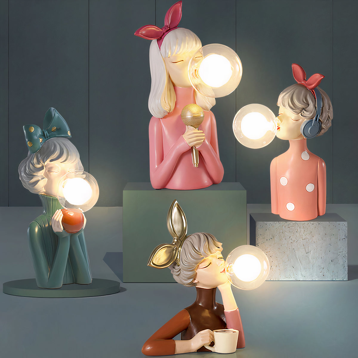 Artisan Table Lamp Handmade Resin & Glass USB Rechargeable | Sansoti