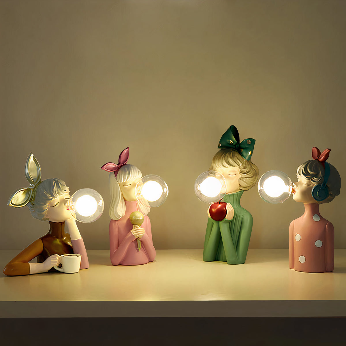 Artisan Table Lamp Handmade Resin & Glass USB Rechargeable | Sansoti