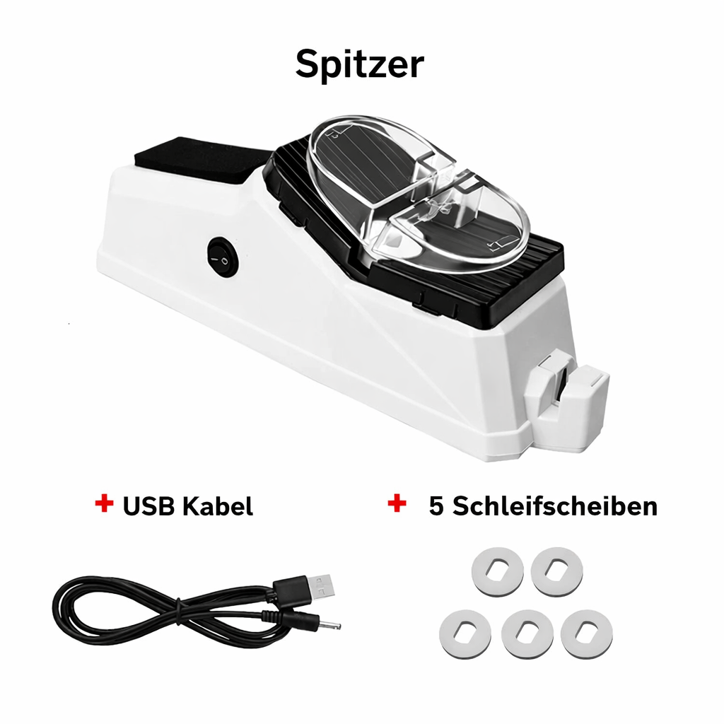 Electric knife sharpener for kitchen knives, scissors, and tools with safe grip and USB charging function | Sansoti