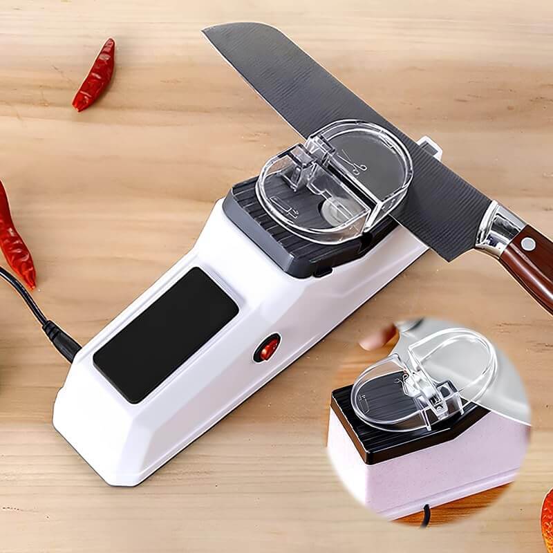 Elektrischer Messerschärfer für Küchenmesser, Scheren und Werkzeuge mit sicherem Griff und USB-Ladefunktion | Sansoti