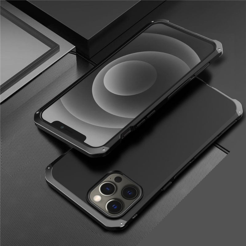 Metallische Panzerhülle für iPhone 14, 15 und 16 Pro Max, sturzsicher, mit Kameraschutz, fingerabdruckresistent und stoßfest | Sansoti