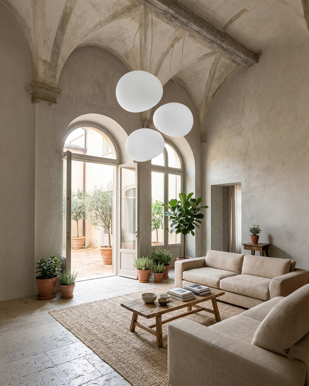 Suspension en verre laitonné soufflé bouche – Design moderne minimaliste avec lumière douce pour salle à manger et salon – 3 tailles disponibles – Blanc chaud 3000K | Sansoti