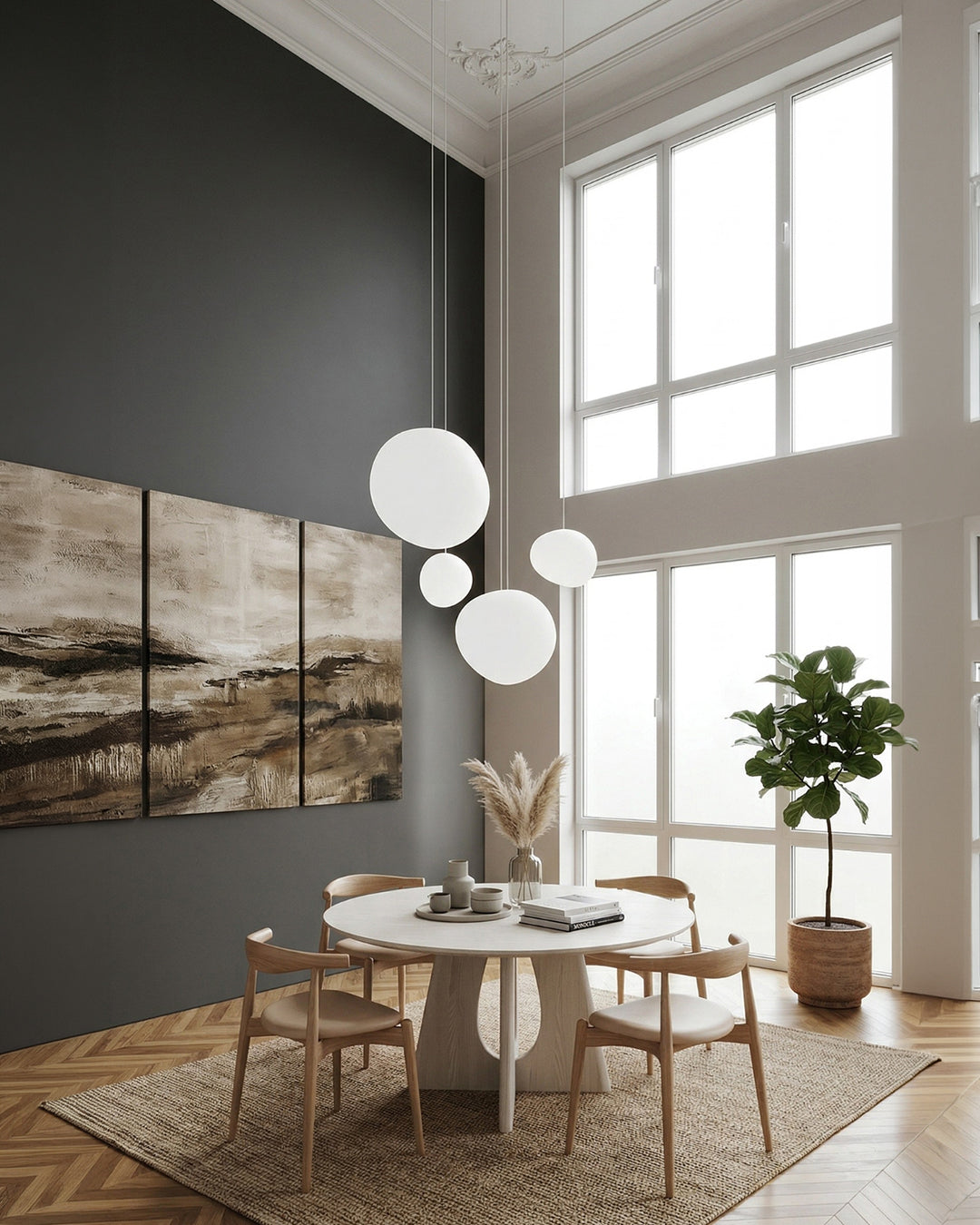 Suspension en verre laitonné soufflé bouche – Design moderne minimaliste avec lumière douce pour salle à manger et salon – 3 tailles disponibles – Blanc chaud 3000K | Sansoti
