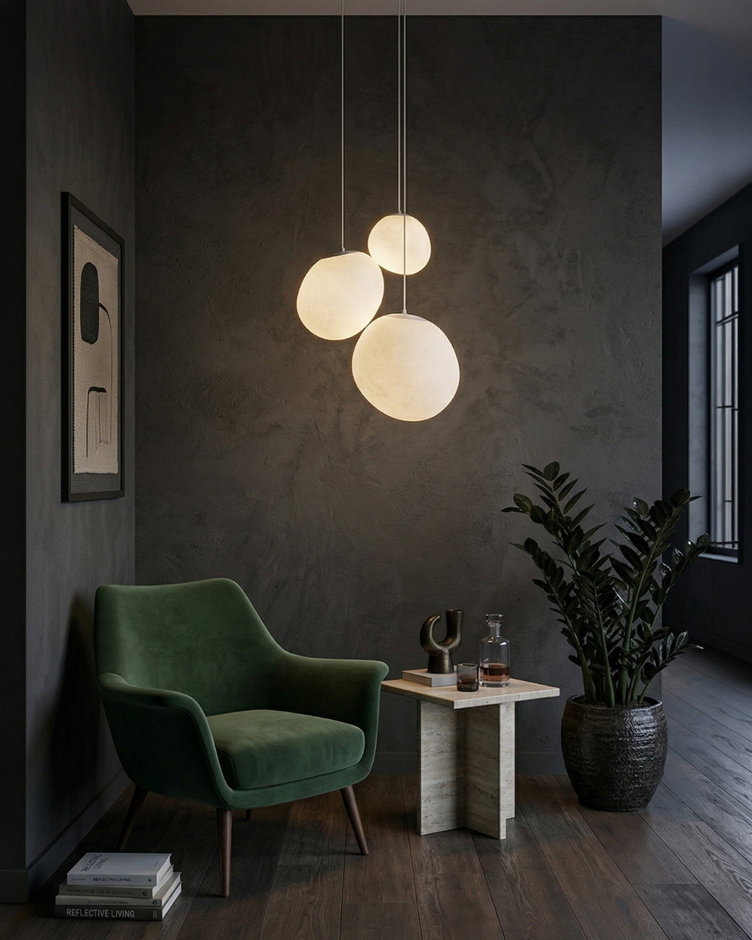 Suspension en verre laitonné soufflé bouche – Design moderne minimaliste avec lumière douce pour salle à manger et salon – 3 tailles disponibles – Blanc chaud 3000K | Sansoti