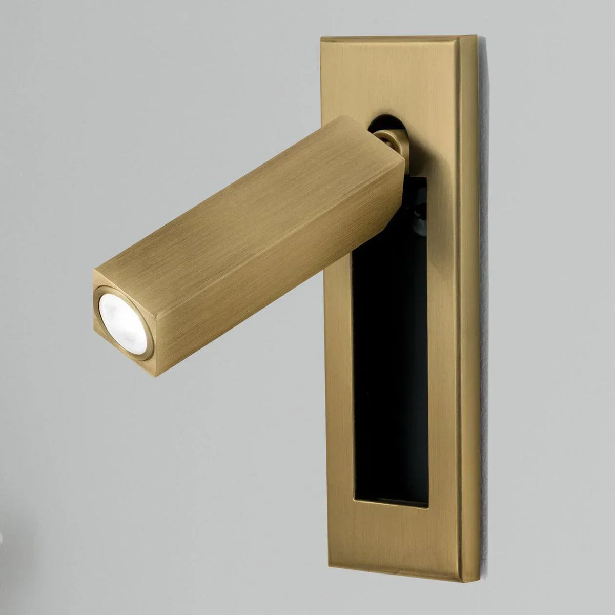 Swivel Wall Light, Cylindrical Metal, Bedroom Reading Light, Adjustable Light, Modern Design, Black and Gold Bedside Lamp | Sansoti