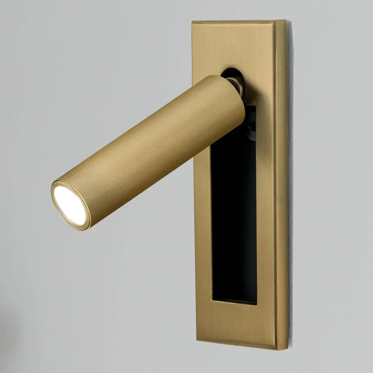 Swivel Wall Light, Cylindrical Metal, Bedroom Reading Light, Adjustable Light, Modern Design, Black and Gold Bedside Lamp | Sansoti