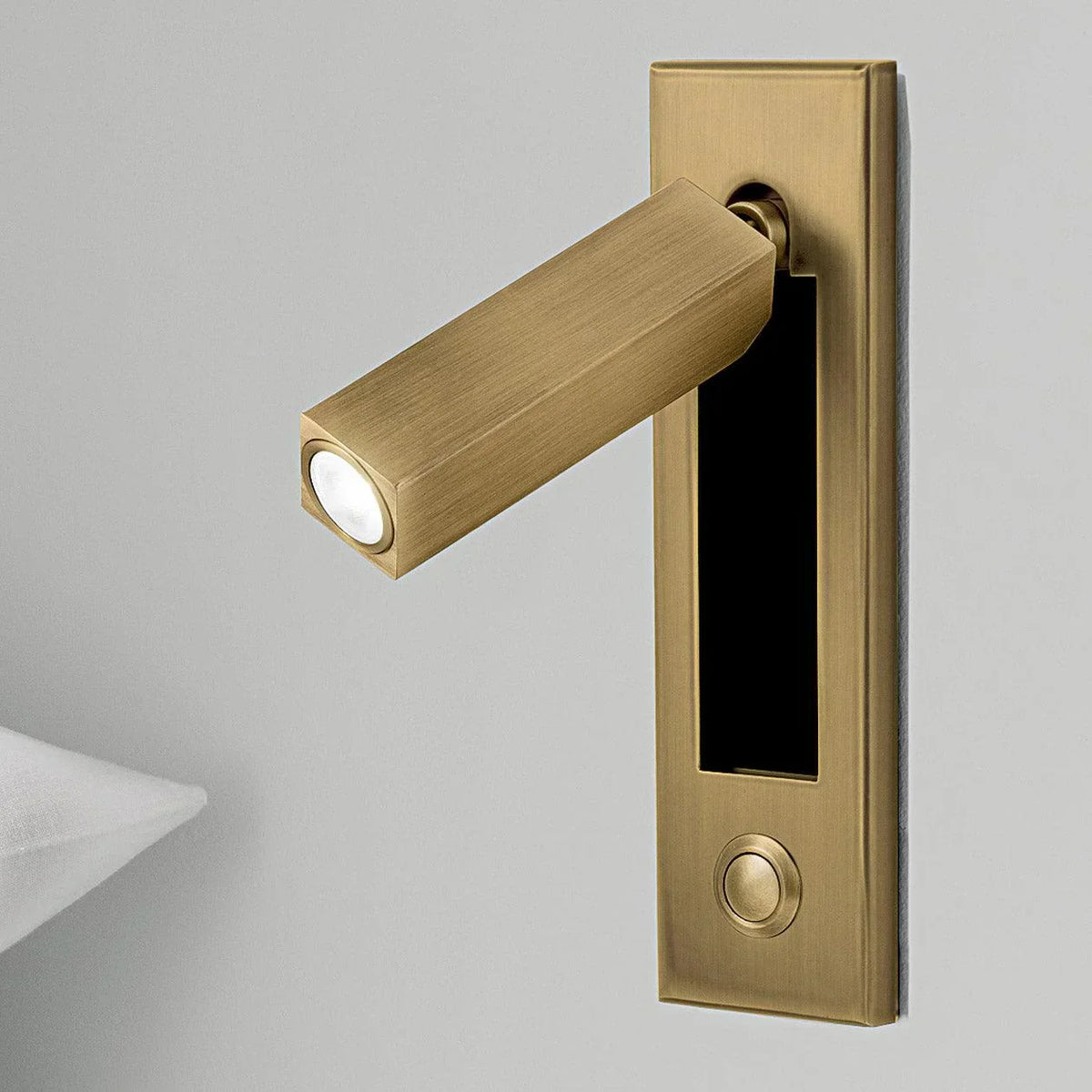 Swivel Wall Light, Cylindrical Metal, Bedroom Reading Light, Adjustable Light, Modern Design, Black and Gold Bedside Lamp | Sansoti
