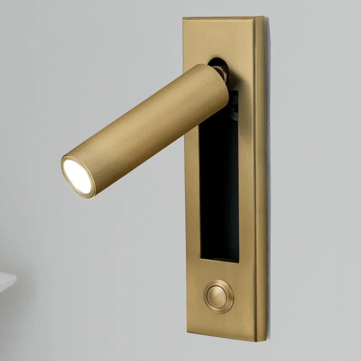 Swivel Wall Light, Cylindrical Metal, Bedroom Reading Light, Adjustable Light, Modern Design, Black and Gold Bedside Lamp | Sansoti